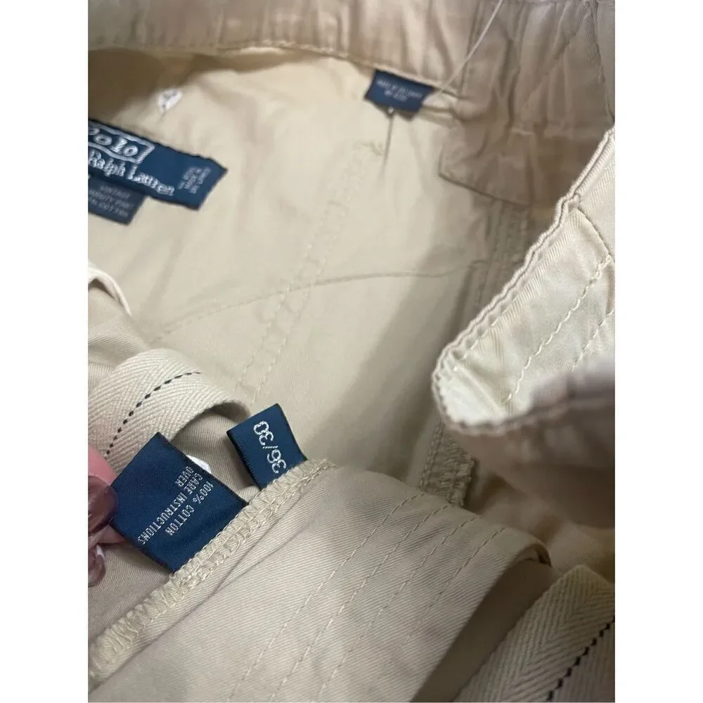 NWT Polo Ralph Lauren Spring Beige Vintage Varsity Chino Pants Size 36 X 29 New